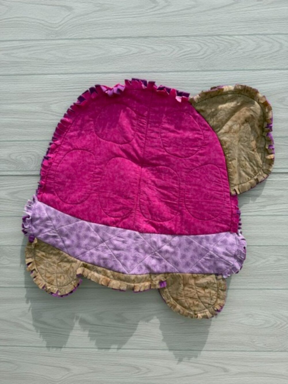 Homemade Small Pink & Purple Turtle Rag Quilt - Picture 6 of 8